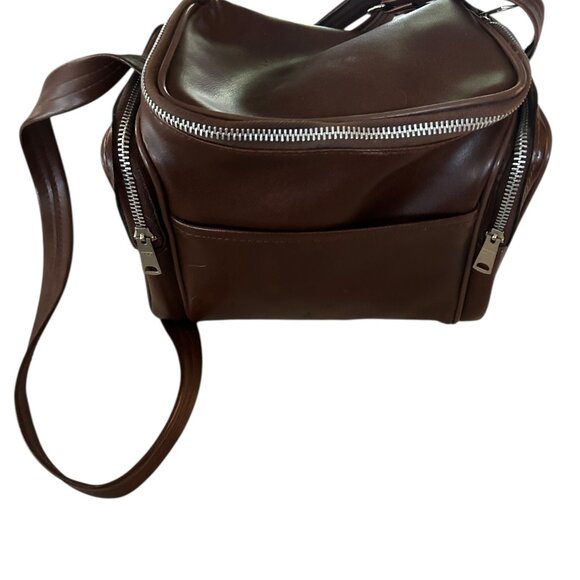 Vintage Vegan Leather Shoe Shine Kit Brown Box w/ Brushes Polish & Oil Handle - Picture 5 of 6